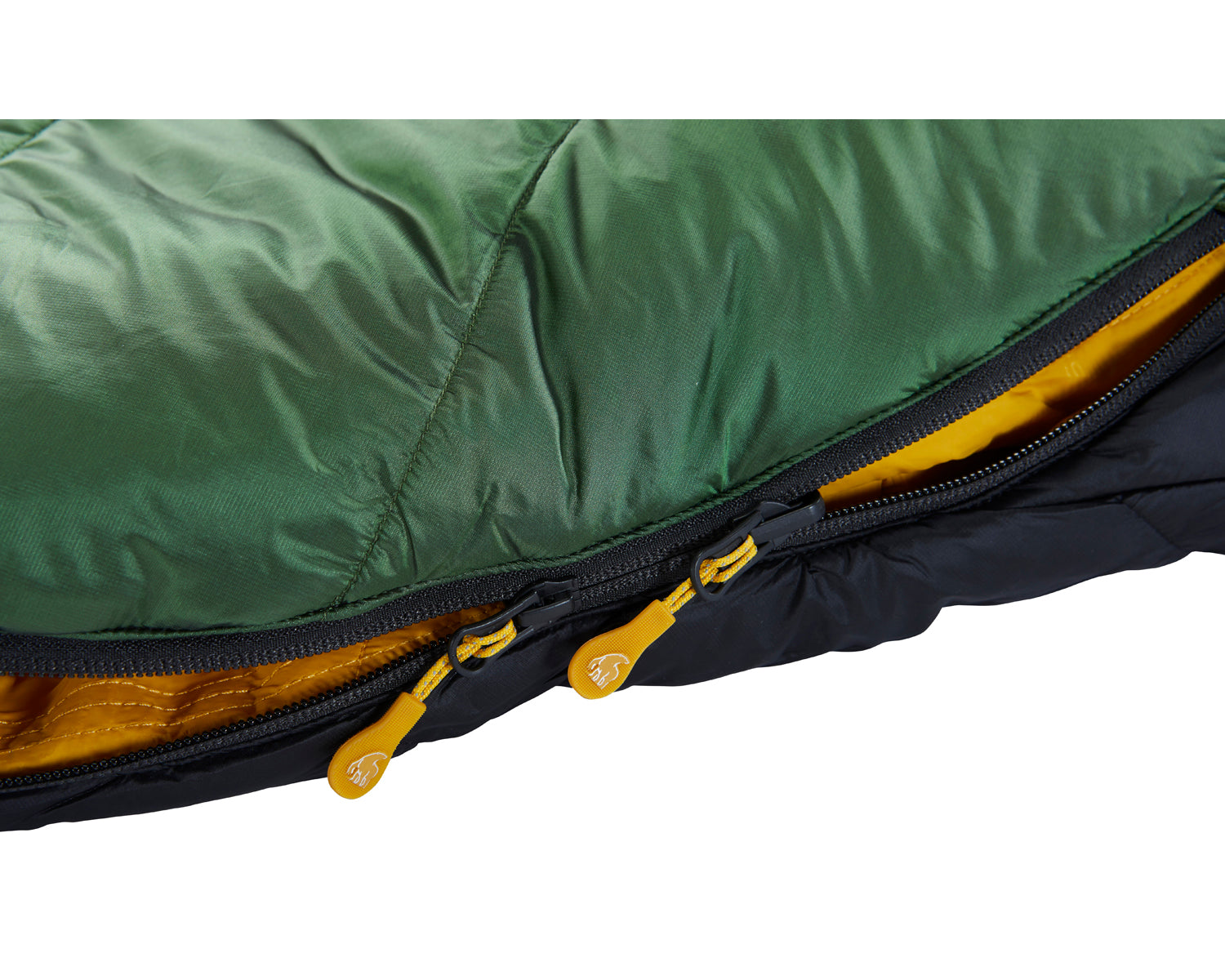 Gormsson +10° Curve sleeping bag - Artichoke Green/Mustard Yellow/Black